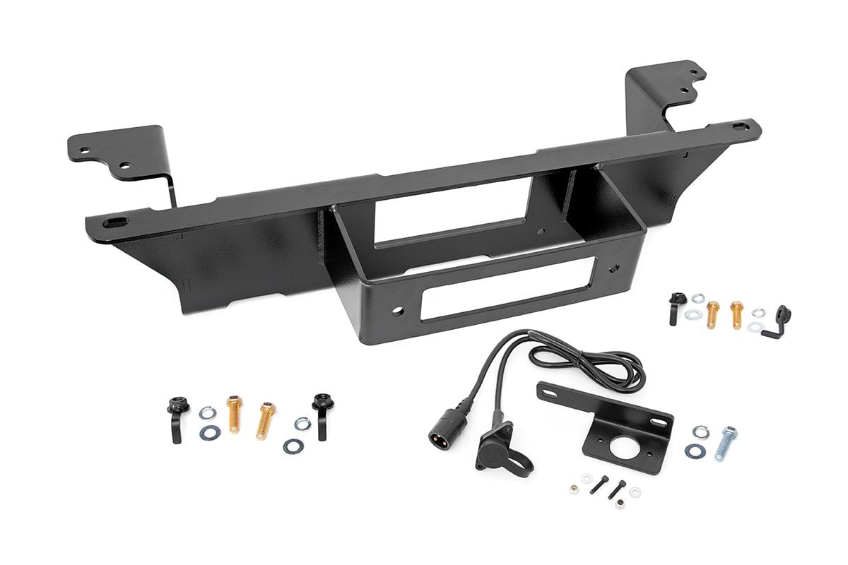 GMC Sierra 1500 Classic Hidden Winch Mounting Plate - Front - Rough Country - Powder Coated 1/4in Steel Frame - Black - 2007
